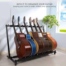 Vikbart Gitarr- och Basstativ för 5 Instrument