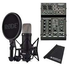 Rode NT1 Svart Studio-Mikrofon med ART USBMix4 och Mikrofiberduk