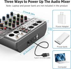 Aveek 5-kanals Ljudmixer med Bluetooth och Reverb