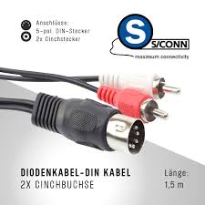 Diodkabel DIN 5-Pin till 2 x RCA