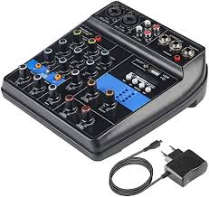 Mini Ljudmixer 4 Kanaler med USB & Bluetooth