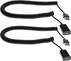 2-pack Spirallindade USB 2.0 Hane till Hona Adapterkablar