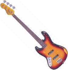 Vintage vänsterhänt fretless basgitarr