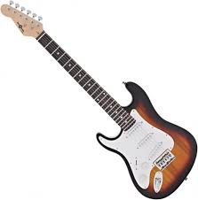 Gear4music 3/4 LA Vänsterhänt Elgitarr Sunburst med 10W Amp