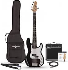 Gear4music LA 5-strängad Basgitarr med Förstärkare och Väska