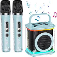 Mini Karaoke Maskin med 2 Trådlösa Mikrofoner